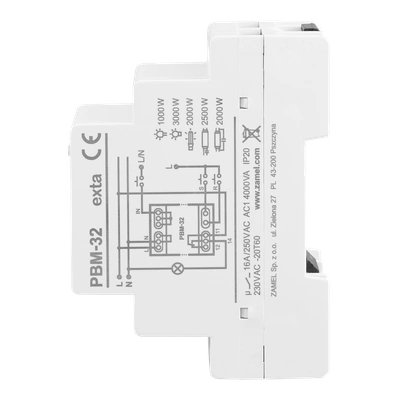 PRZEKAŹNIK BISTABILNY (IMPULSOWY) PRZEŁĄCZANY W ZERZE, STEROWANIE CENTRALNE SET/RESET, 230V AC TYP: PBM-32