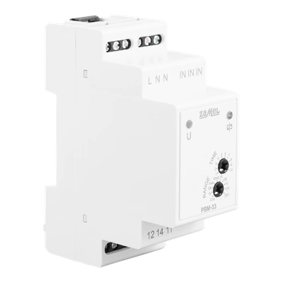 PRZEKAŹNIK BISTABILNY (IMPULSOWY) PRZEŁĄCZANY W ZERZE, FUNKCJA OGRANICZENIA CZASOWEGO, 230V AC TYP: PBM-33