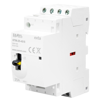 STYCZNIK MODUŁOWY ZE STEROWANIEM RĘCZNYM, INSTALACYJNY 25A, 4xNO, 230V AC  TYP: STM-25-40/S