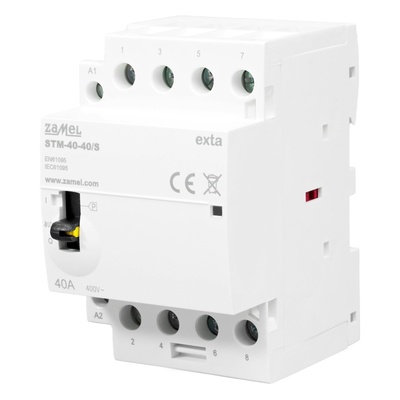 STYCZNIK MODUŁOWY ZE STEROWANIEM RĘCZNYM, INSTALACYJNY 40A, 4xNO, 230V AC  TYP: STM-40-40/S