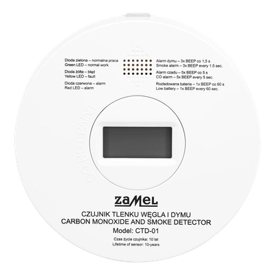 CZUJNIK TLENKU WĘGLA I DYMU   TYP: CTD-01