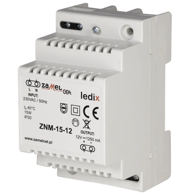 Zasilacz LED modułowy 12V DC 15W  TYP: ZNM-15-12
