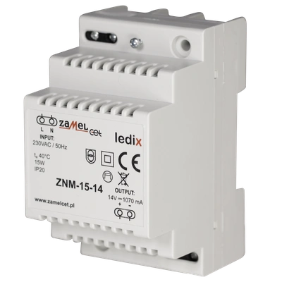 Zasilacz LED modułowy 14V DC 15W  TYP: ZNM-15-14