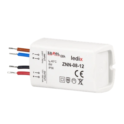 Zasilacz LED natynkowy 12V DC 8W  TYP: ZNN-08-12