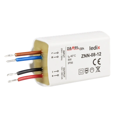 Zasilacz LED natynkowy 12V DC 8W  TYP: ZNN-08-12