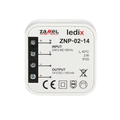 Zasilacz LED dopuszkowy 14V DC 2W  TYP: ZNP-02-14