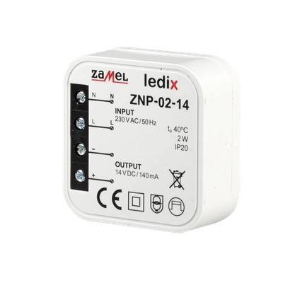 Zasilacz LED dopuszkowy 14V DC 2W  TYP: ZNP-02-14