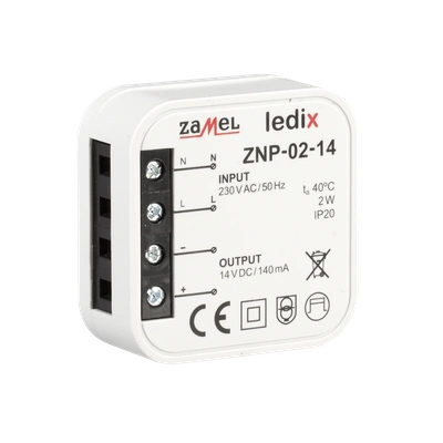 Zasilacz LED dopuszkowy 14V DC 2W  TYP: ZNP-02-14