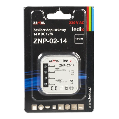 Zasilacz LED dopuszkowy 14V DC 2W  TYP: ZNP-02-14