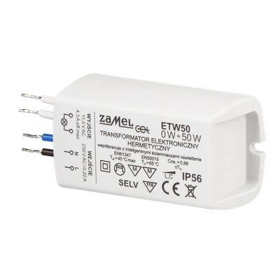 Transformator elektroniczny zalewany 230/11,5V 0-50W  TYP: ETW50