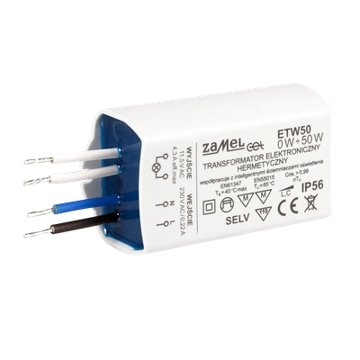 Transformator elektroniczny zalewany 230/11,5V 0-50W  TYP: ETW50