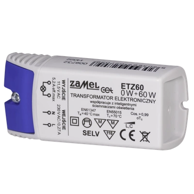 Transformator elektroniczny 230 11,5V 0-60W  TYP: ETZ60