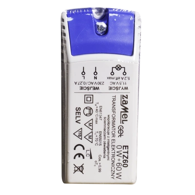 Transformator elektroniczny 230 11,5V 0-60W  TYP: ETZ60