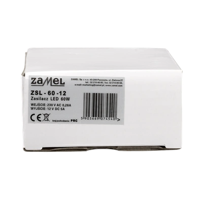 ZASILACZ LED SIATKOWY 12V DC 60W  TYP: ZSL-60-12