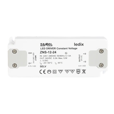 ZASILACZ LED SLIM 24V DC 12W   TYP: ZNS-12-24