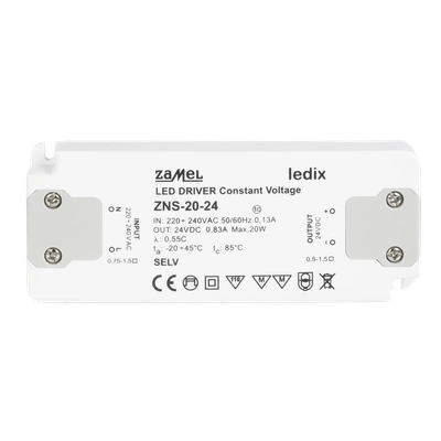 ZASILACZ LED SLIM 24V DC 20W   TYP: ZNS-20-24