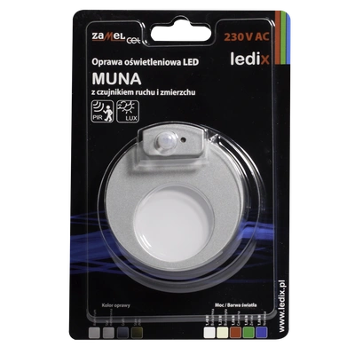 Oprawa LED MUNA PT 230V AC czujnik ALU biała ciepła TYP: 02-222-12