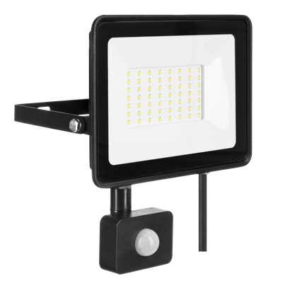 Naświetlacz LED SOLIS 50W PIR 230V IP44 czarny, barwa biała zimna TYP: NAS-50WCPIR