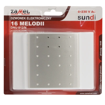 DZWONEK 16 MELODII 8-230V SREBRNY TYP: DNU-912/N-SRB