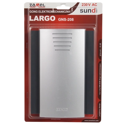 GONG LARGO 230V CZARNY+SREBRNY METALIK TYP: GNS-208-CZN