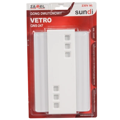 GONG DWUTONOWY VETRO 230V BIAŁY TYP: GNS-247-BIA