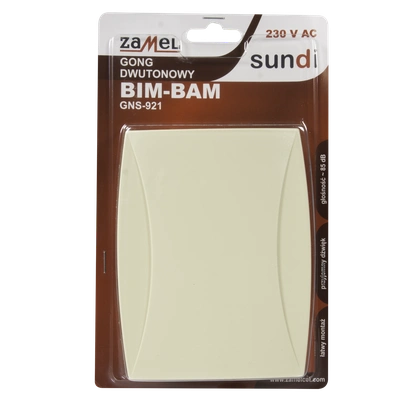 GONG DWUTONOWY BIM-BAM 230V BEŻOWY TYP: GNS-921-BEZ