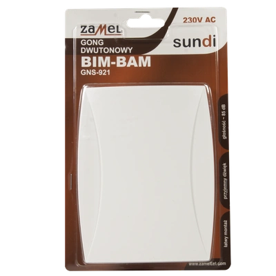 GONG DWUTONOWY BIM-BAM 230V BIAŁY TYP: GNS-921-BIA