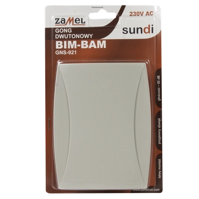 GONG DWUTONOWY BIM-BAM 230V SZARY TYP: GNS-921-SZR