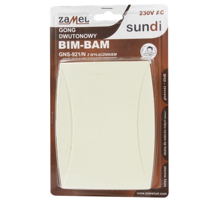 GONG DWUTONOWY BIM-BAM 230V Z WYŁĄCZNIKIEM BEŻOWY TYP: GNS-921/N-BEZ
