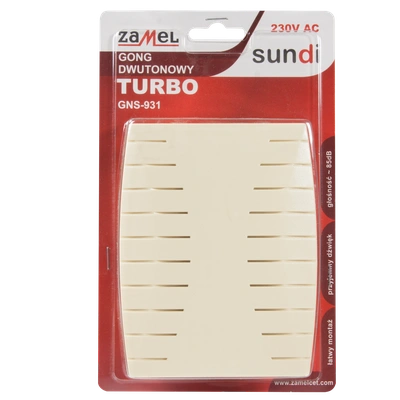 GONG DWUTONOWY TURBO 230V BEŻOWY TYP: GNS-931-BEZ
