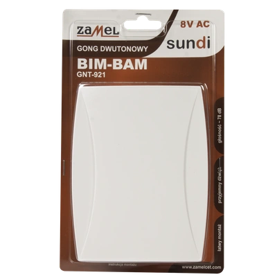GONG DWUTONOWY BIM-BAM 8V BIAŁY TYP: GNT-921-BIA