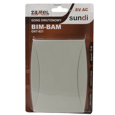 GONG DWUTONOWY BIM-BAM 8V SZARY TYP: GNT-921-SZR