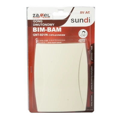 GONG DWUTONOWY BIM-BAM 8V Z WYŁĄCZNIKIEM BEŻOWY TYP: GNT-921/N-BEZ