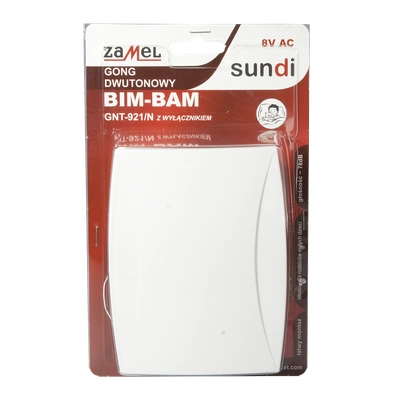 GONG DWUTONOWY BIM-BAM 8V Z WYŁĄCZNIKIEM BIAŁY TYP: GNT-921/N-BIA