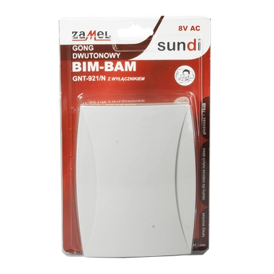 GONG DWUTONOWY BIM-BAM 8V Z WYŁĄCZNIKIEM SZARY TYP: GNT-921/N-SZR