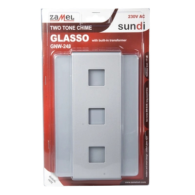 GONG Z WBUD. TRANSFORMATOREM DWUTONOWY GLASSO 230V SREBRNY TYP: GNW-248-SRB