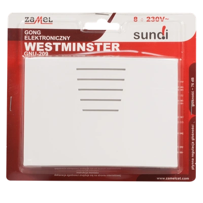 GONG WESTMINSTER 8-230V BIAŁY TYP: GNU-209-BIA