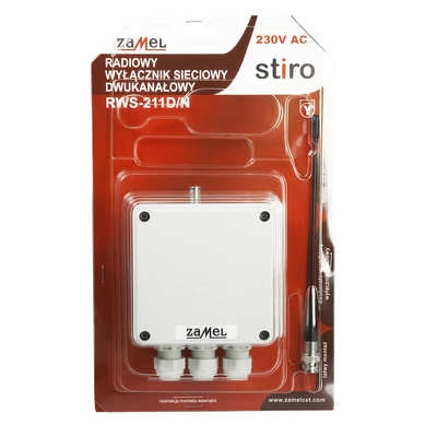 RADIOWY WYŁĄCZNIK SIECIOWY BEZ PILOTA 230V TYP: RWS-211D/N_SOL