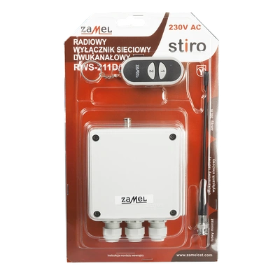 RADIOWY WYŁĄCZNIK SIECIOWY DWUKANAŁOWY 230V TYP: RWS-211D/N