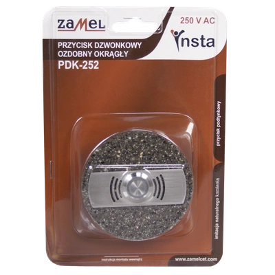 PRZYCISK DZWONKOWY OZDOBNY OKRĄGŁY Z PODŚW. 1A/250V AC BRĄZOWY TYP: PDK-252-BRA