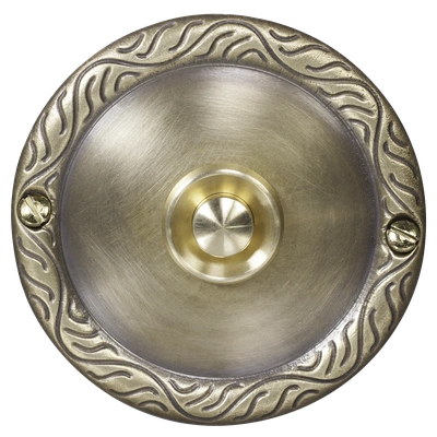 PRZYCISK DZWONKOWY OZDOBNY Z SZYLDEM OKRĄGŁYM 1A/50V MOSIĘŻNY TYP: PDM-231-MOS