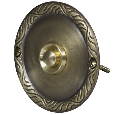 PRZYCISK DZWONKOWY OZDOBNY Z SZYLDEM OKRĄGŁYM 1A/50V MOSIĘŻNY TYP: PDM-231-MOS