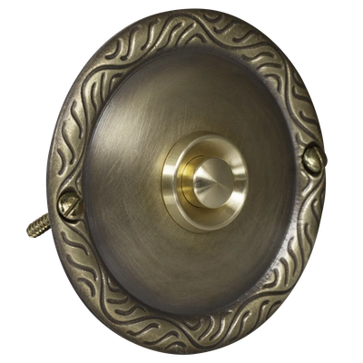 PRZYCISK DZWONKOWY OZDOBNY Z SZYLDEM OKRĄGŁYM 1A/50V MOSIĘŻNY TYP: PDM-231-MOS