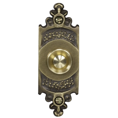 PRZYCISK DZWONKOWY OZDOBNY Z SZYLDEM PODŁUŻNYM 1A/50V MOSIĘŻNY TYP: PDM-232-MOS