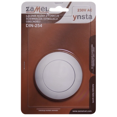 WYŁĄCZNIK NOŻNY Z FUNKCJĄ ŚCIEMNIACZA BIAŁY TYP: DIN-254-BIA