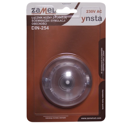 WYŁĄCZNIK NOŻNY Z FUNKCJĄ ŚCIEMNIACZA BEZBARWNY TYP: DIN-254-BZB