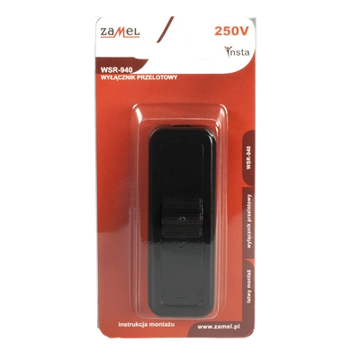 WYŁĄCZNIK PRZELOTOWY 2,5A/250V CZARNY TYP: WSR-940-CZN